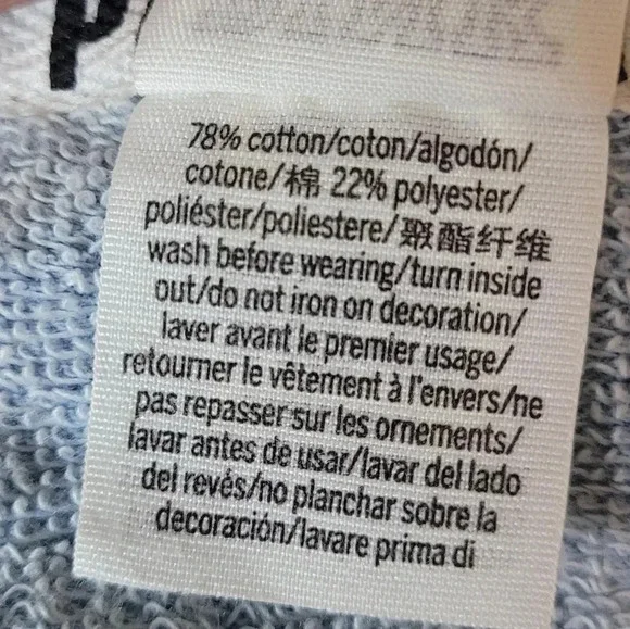 Victoria Secret Pink Sweatshirt Off Shoulder Crop top. Marble Blue - Picture 9 of 9